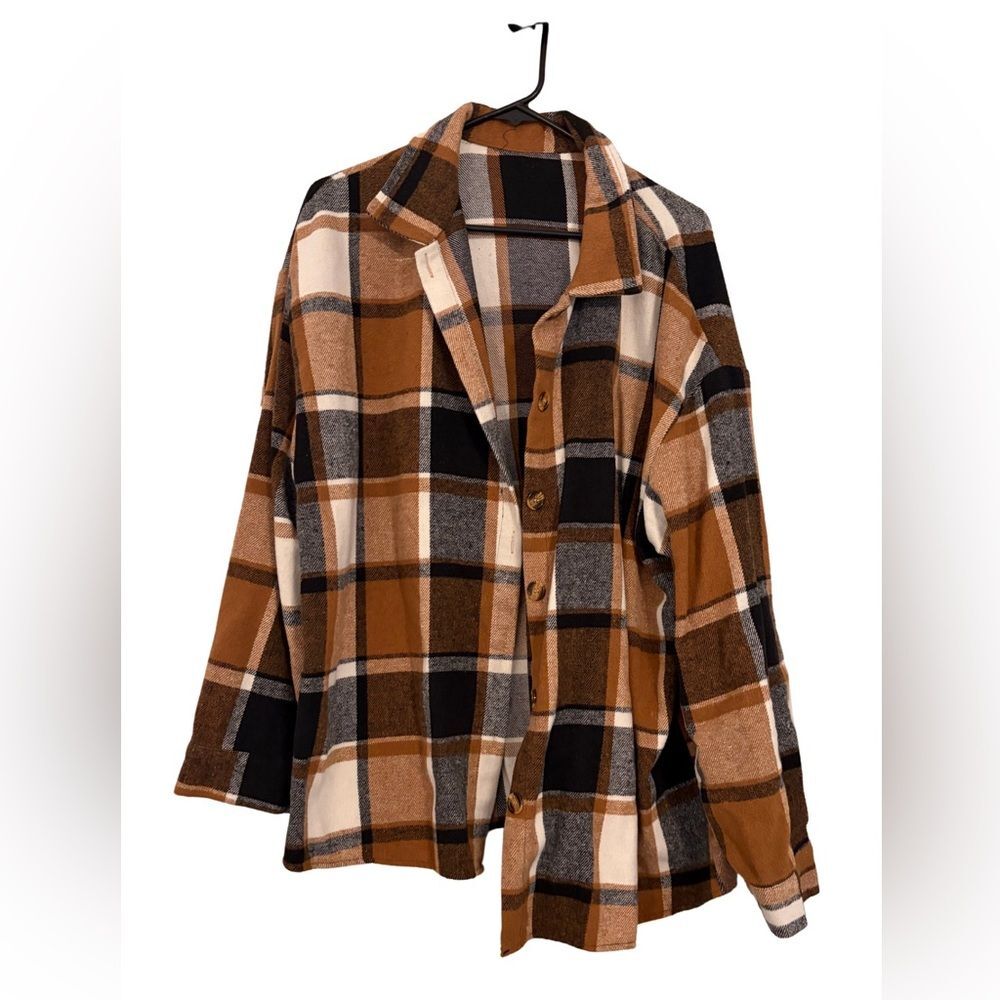 CAMPFIRE NIGHTS PLAID JACKET – Tan | SHEIN Women’s 2XL